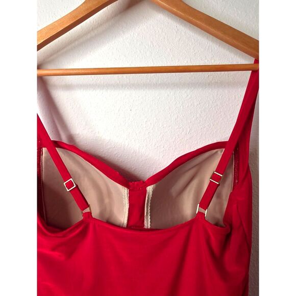 La Blanca Ruched One Piece Swimsuit Padded Cups Red Size 10 - Picture 7 of 11